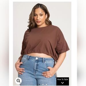 NWT Eloquii - size 18 Brown Crop Tie Tee